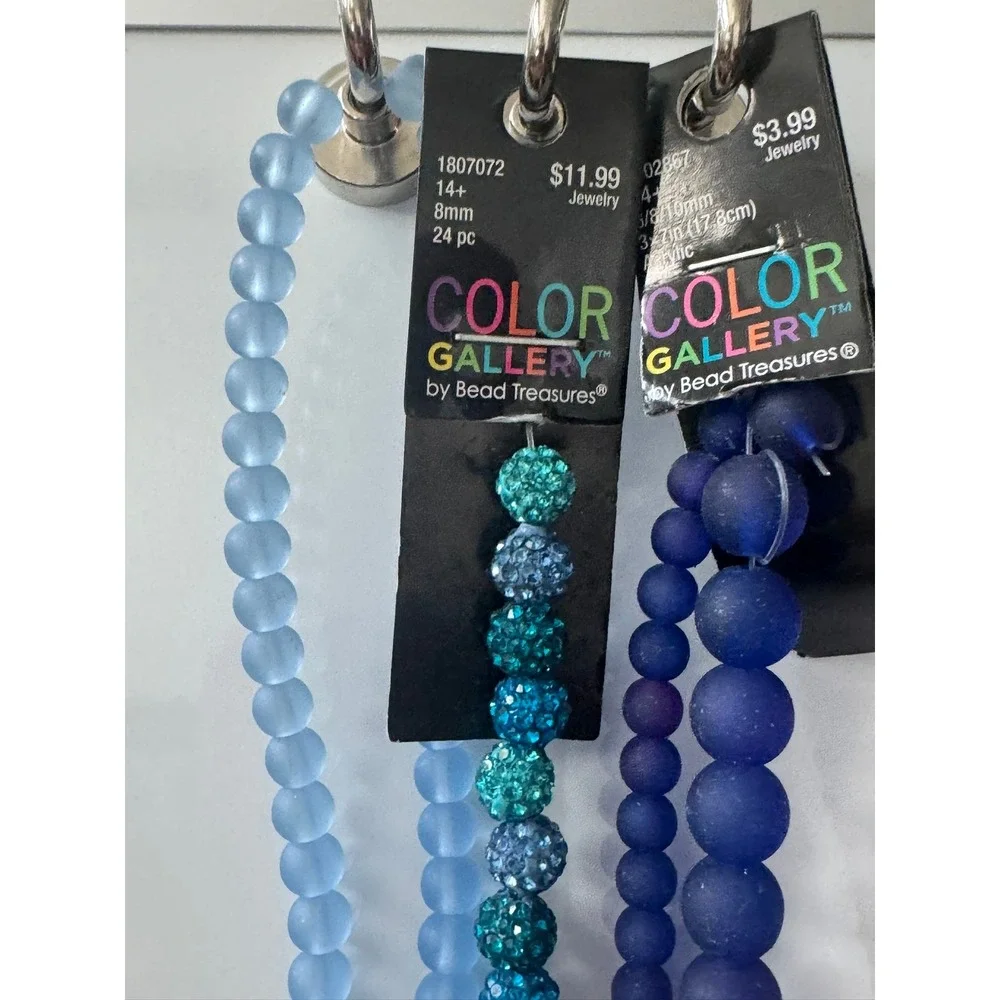 Color Gallery Bead Treasures Blue Teal Rhinestone‎ Frosted Acrylic Bead Strands
